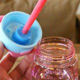 Print  Water Cup with Straw (Pink)