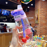 Print Water Cup with Straw (Purple)
