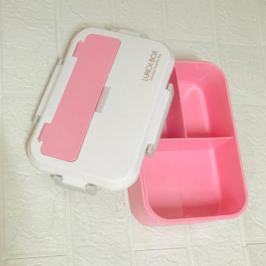 Lunch Box with Spoon & Fork (pink)