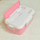 Lunch Box with Spoon & Fork (pink)