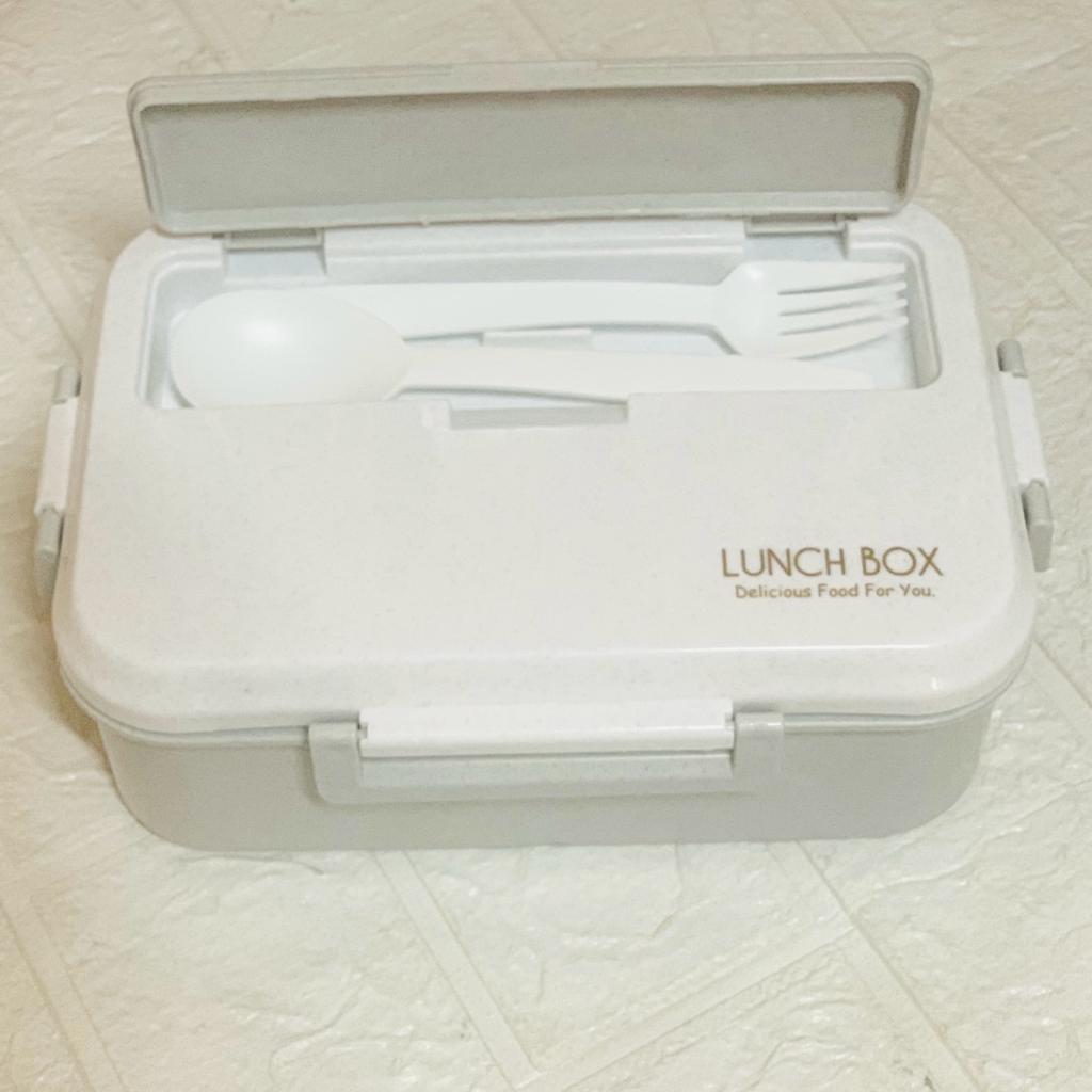 Lunch Box with Spoon & Fork (Grey)