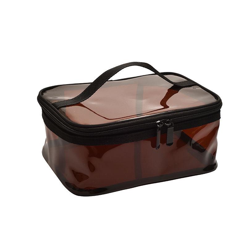Stylish Transparent Makeup Box (Dark Brown)