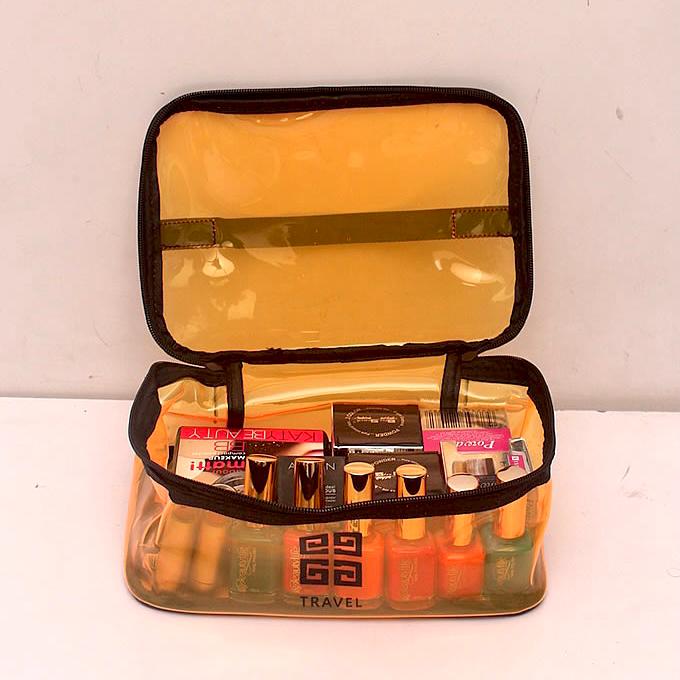 Stylish Transparent Makeup Box (Levish Orange)
