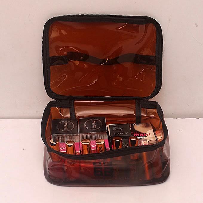 Stylish Transparent Makeup Box (Dark Brown)