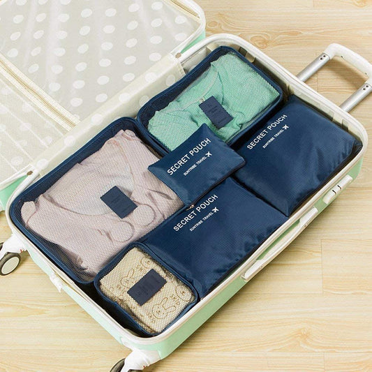 6 Pcs  Waterproof Travel Storage Bag (Navy Blue)