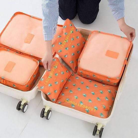 6 Pcs Waterproof Travel Storage Bag (Orange)