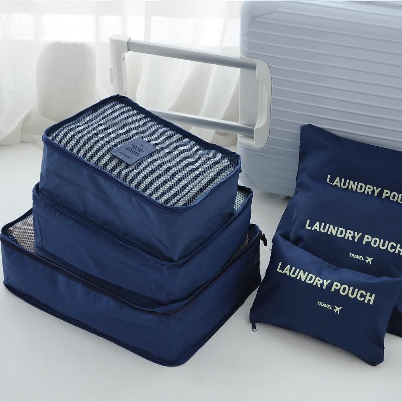 6 Pcs  Waterproof Travel Storage Bag (Navy Blue)