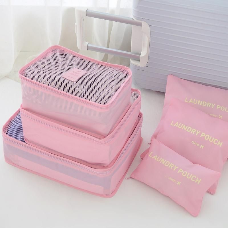 6 Pcs Waterproof Travel Storage Bag (Pink)