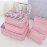 6 Pcs Waterproof Travel Storage Bag (Pink)