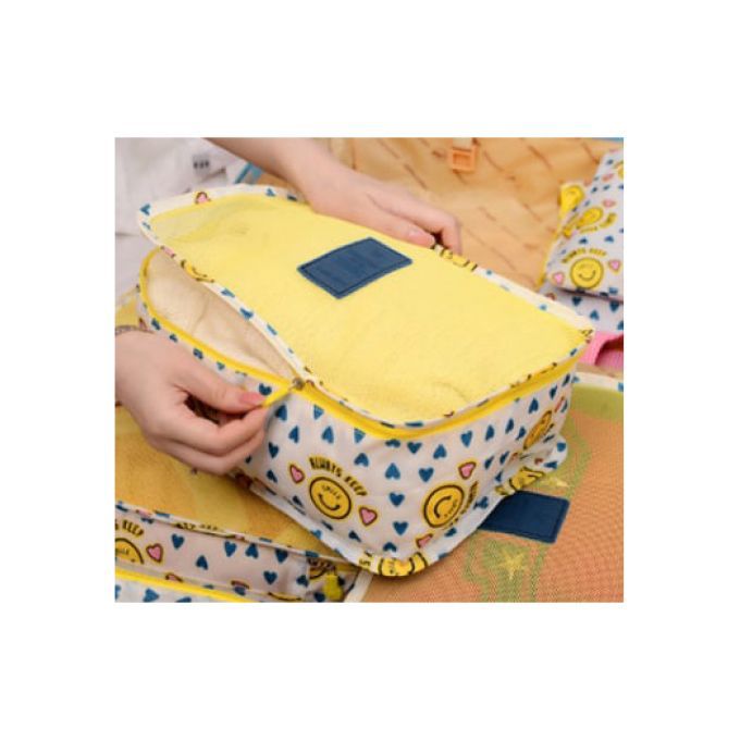 6 Pcs Waterproof Travel Storage Bag (Yellow Smile )