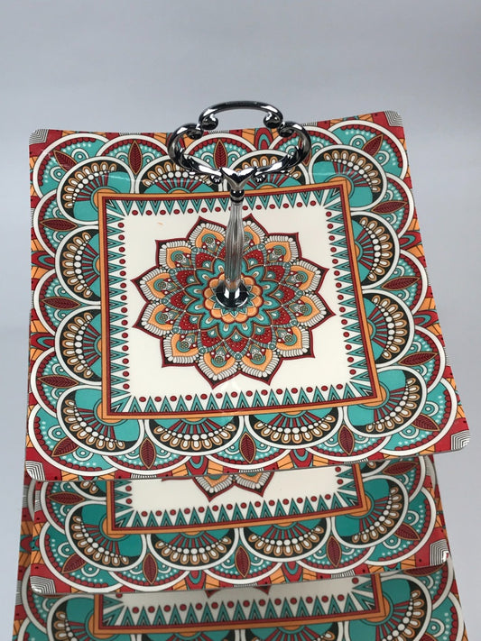 3 Tier Melamine Floral Serving Tray