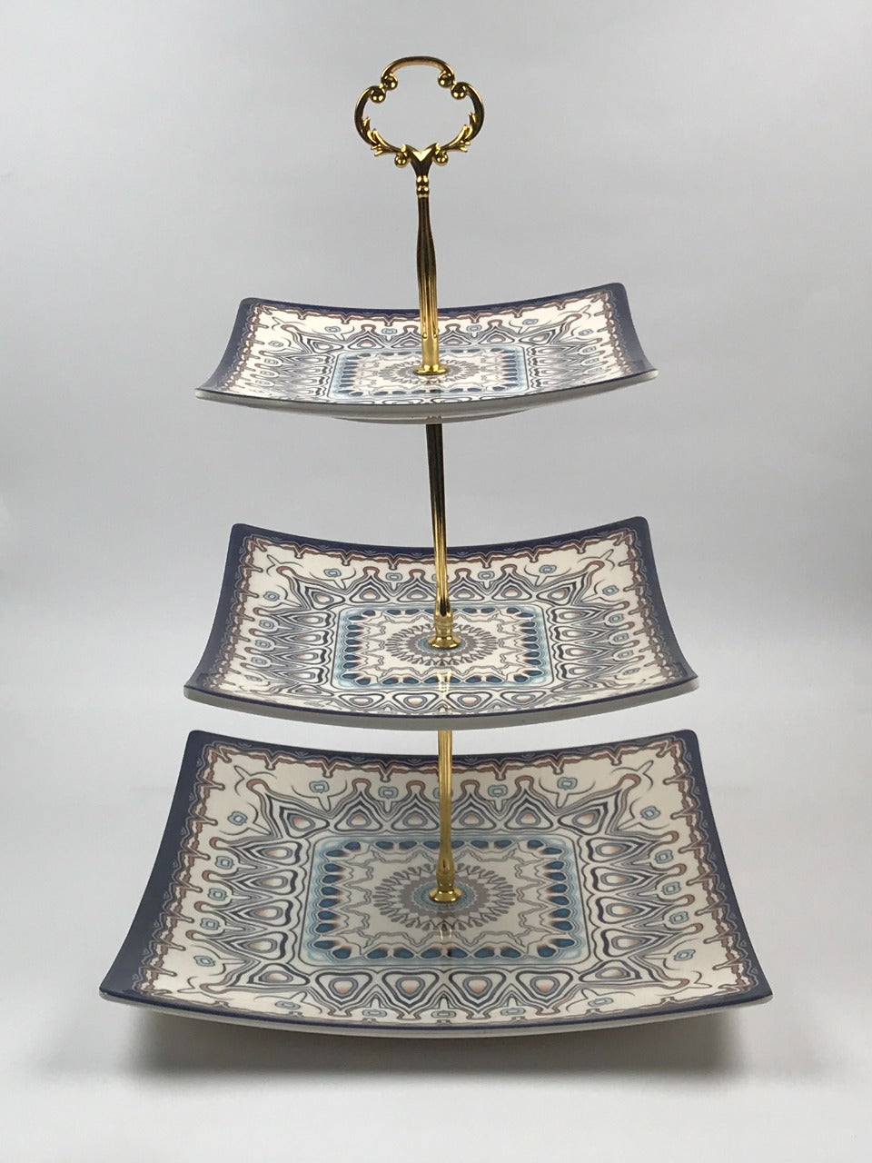 3 Tier Malamine Floral Serving Tray