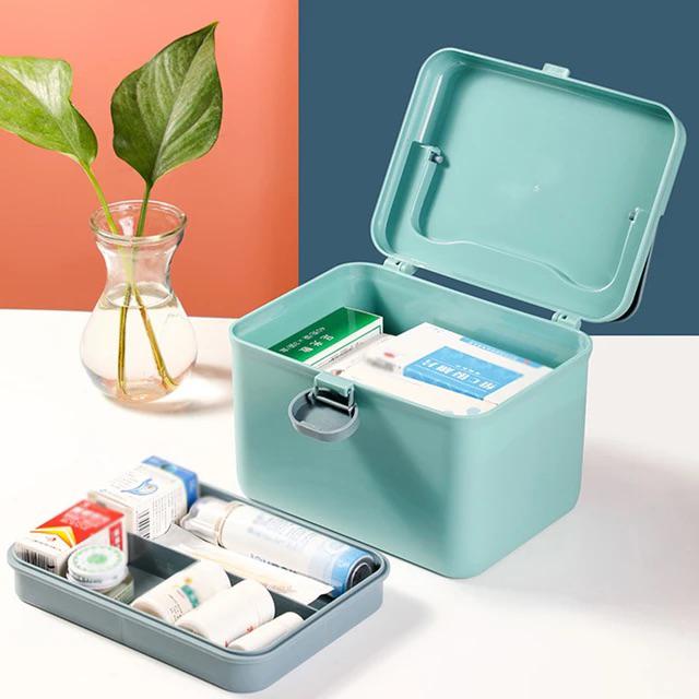 Portable Handle Double Layer Medicine Storage Box