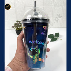 Space Wall Design Cute Sipper Glass