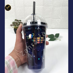 Space Wall Design Cute Sipper Glass