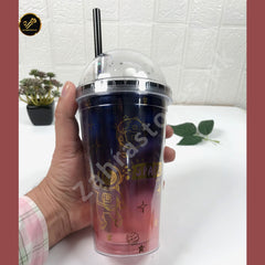 Space Wall Design Cute Sipper Glass