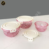 3 Pcs Air Tight Food Boxes (Light-Pink)