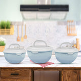 Portable Sealed Salad Bowl 3pcs Set (Light Blue)