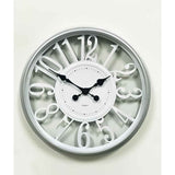 Antique Sliver & White Wall Clock - 3223