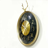 Luxury Deer Head Convex Golden Black Wall Clock