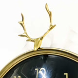 Luxury Deer Head Convex Golden Black Wall Clock