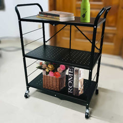 3-Tiers Metal Foldable Trolley