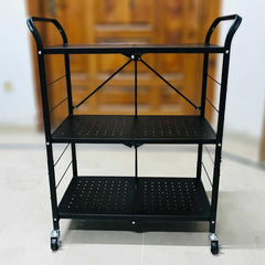 3-Tiers Metal Foldable Trolley