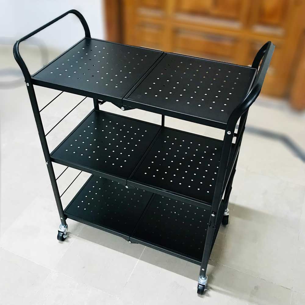 3-Tiers Metal Foldable Trolley