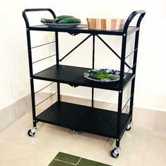 3-Tiers Metal Foldable Trolley-740