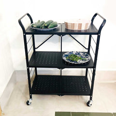 3-Tiers Metal Foldable Trolley-740