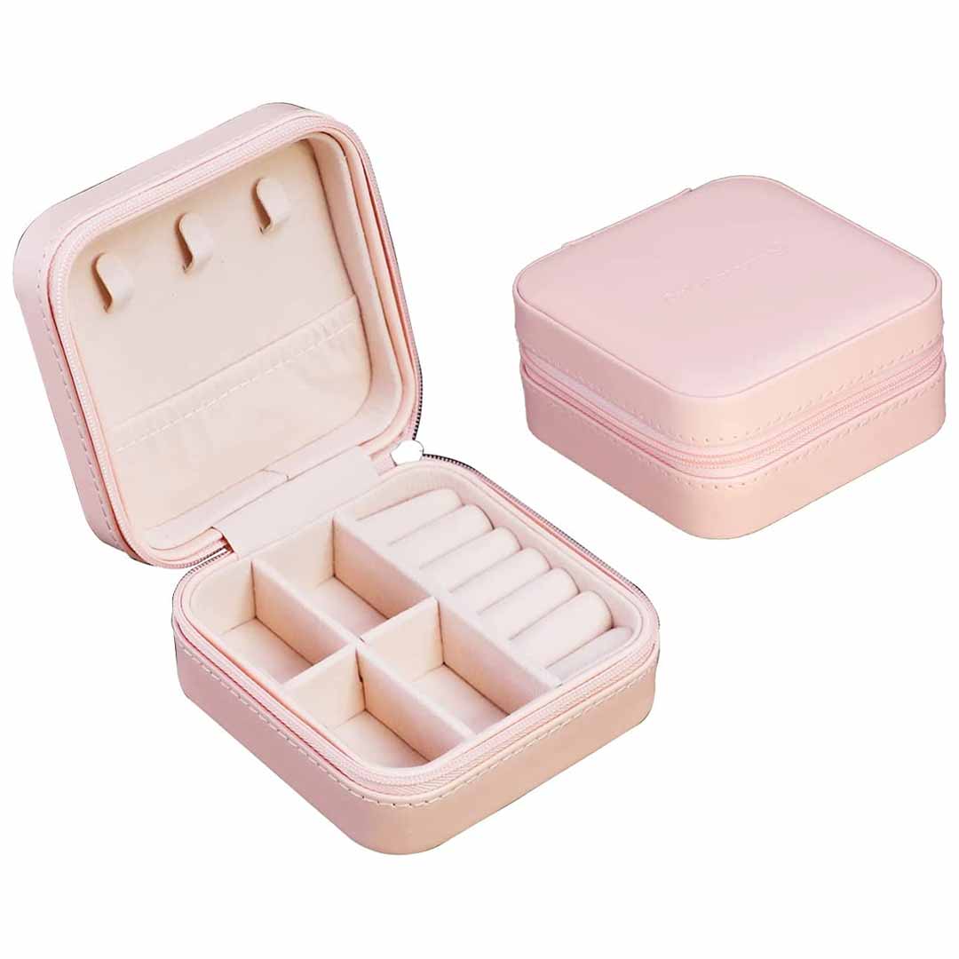 Mini Portable Travel Jewelry Case (Light Pink)
