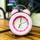Cute Non-Ticking Pink Table Alarm Clock