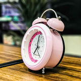 Cute Non-Ticking Pink Table Alarm Clock