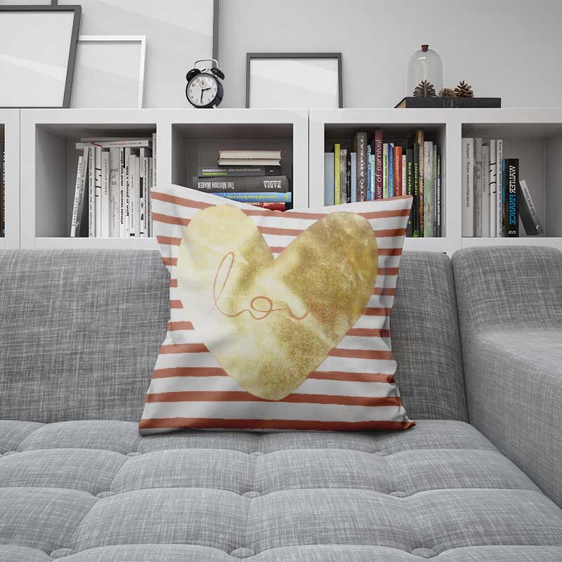 Soft Touch Golden Heart Cushion cover without Filling