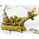 Resin Golden Sparrow on Branch Statue