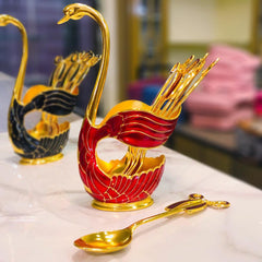 Luxury Swan Spoon Set Big Size Red